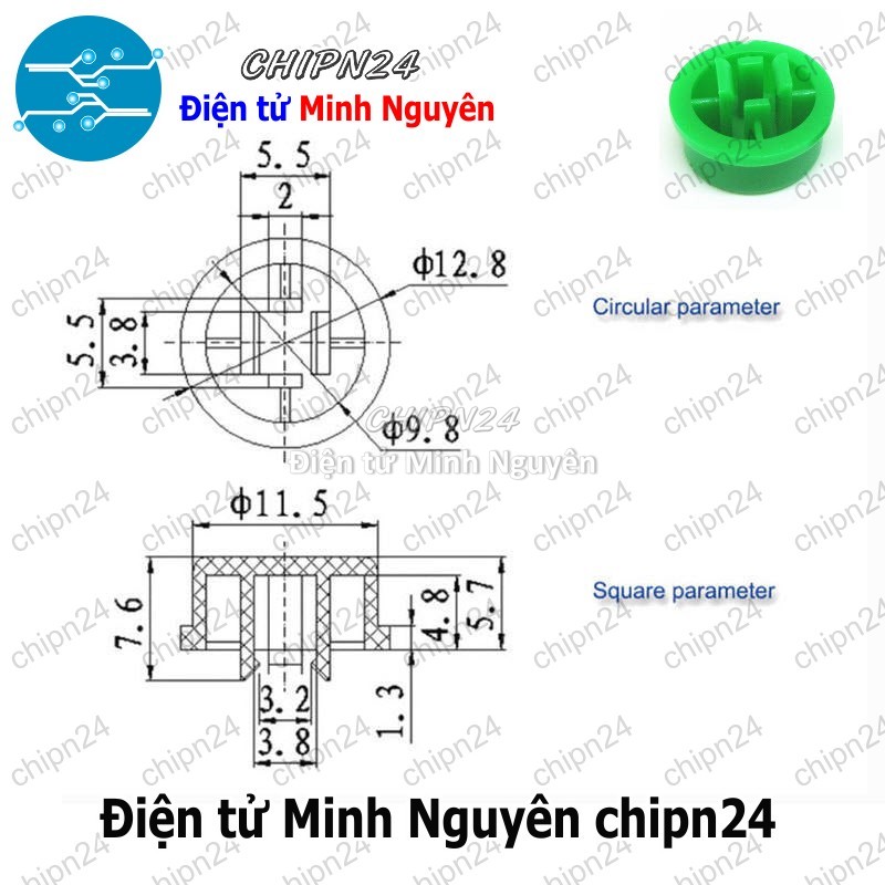 [10 cái] (F68) Nắp chụp nút nhấn 12x12 B3F-4055 (Đỏ/Vàng/Xanh Lá/ Xanh Dương/Trắng/Đen/Xám) - [Chọn Loại] - HHH.00134