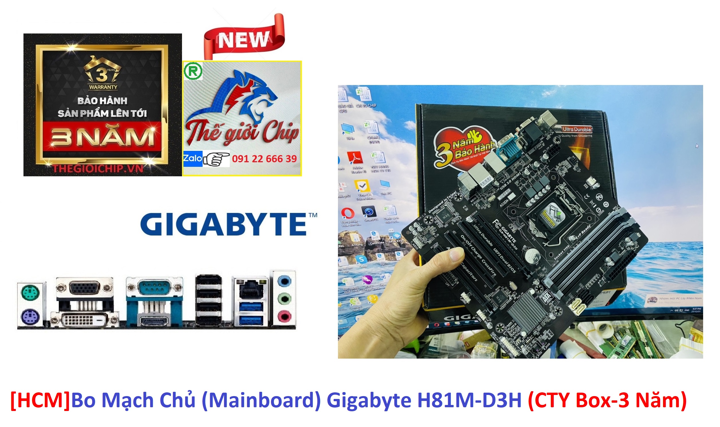 [HCM]Bo Mạch Chủ (Mainboard) Gigabyte H81M-D3H (CTY Box-3 Năm)