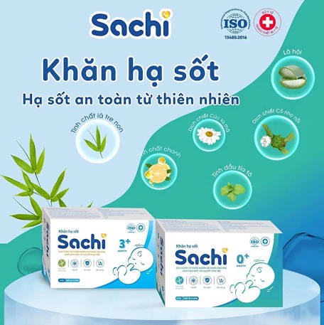Khăn lau hạ sốt 0m+ & 3m+ sachi - giúp hạ nhiệt, giảm sốt, ngăn ngừa co giật