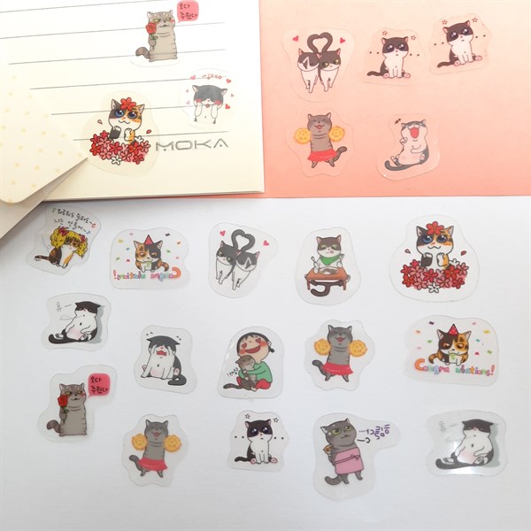 Bộ 60 Sticker Hình Dán Mini Bốn Con Mèo - 1