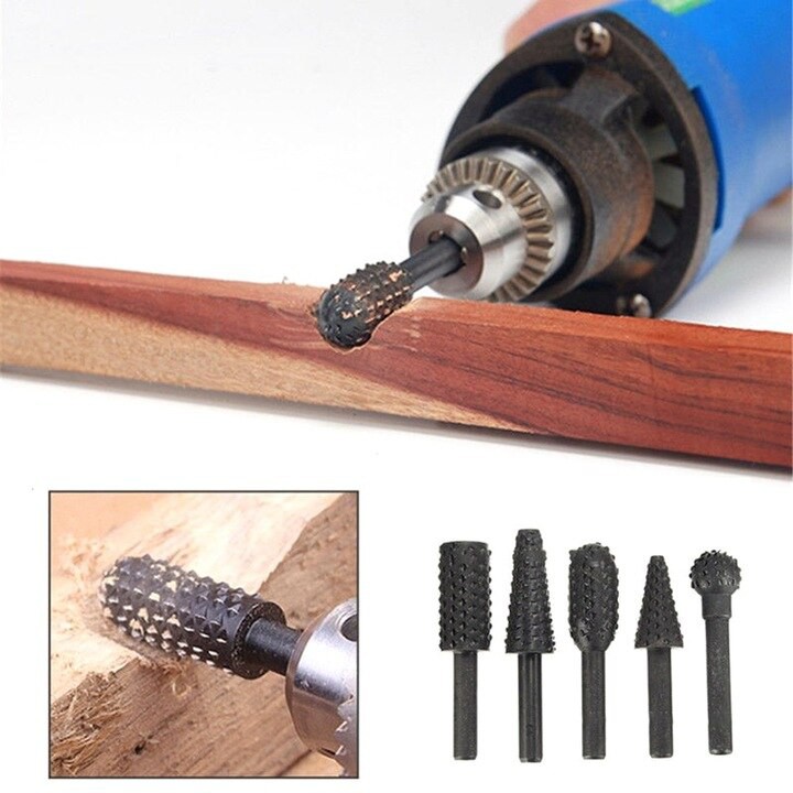 Mũi khắc phay gỗ - Bộ 5 Mũi Khoan DIY Đầu Mài Cắt DIY Phụ Kiện Bền Dụng Cụ Gia Đình Cho Chế Biến Gỗ Lỗ Khắc Thực Tế Phay Xoay Tập Tin