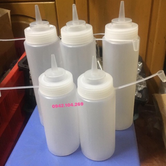 Bình nhựa dạng bóp đựng siro/ bình bóp nhựa dẻo đựng tương ớt