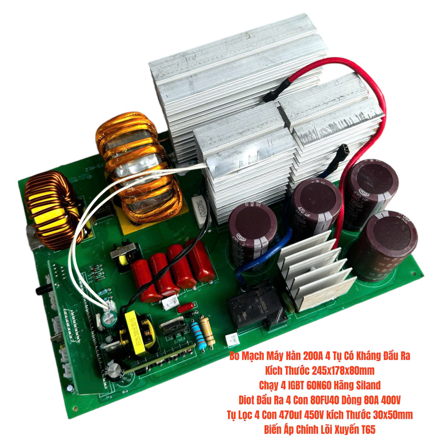 Bo Mạch Máy Hàn Kiểu 4 Tụ 4 IGBT Dòng 200A