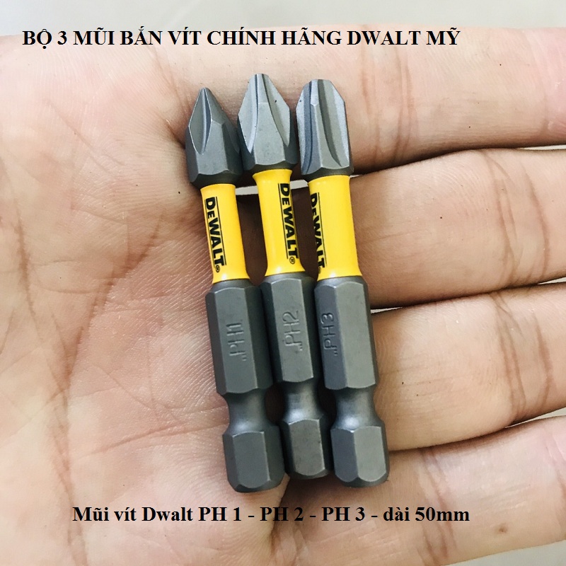 Bộ 3 Mũi Vít DeWalt Chính Hãng Ph1 - Ph2 - Ph3