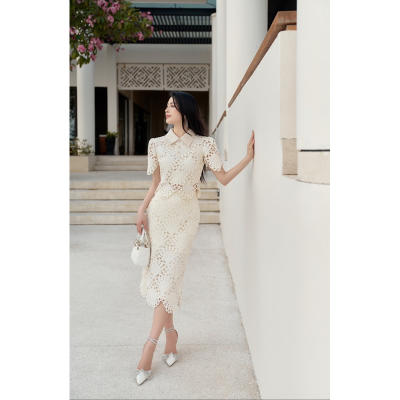 [Nhập mã LAZXuHuong05 giảm 70k/499k] SET REN PHỐI CỔ THANH LỊCH, TIỂU THƯ - CHARMY SET BY ESTRANO