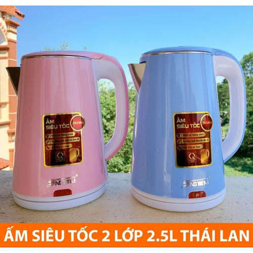 ẤM SIÊU TỐC JIPLAI 2 LỚP 2,5 LÍT ( HÀNG CHUẨN CHẤT LƯỢNG).BÌNH ĐUN NƯỚC SIÊU TỐC THÁI LAN