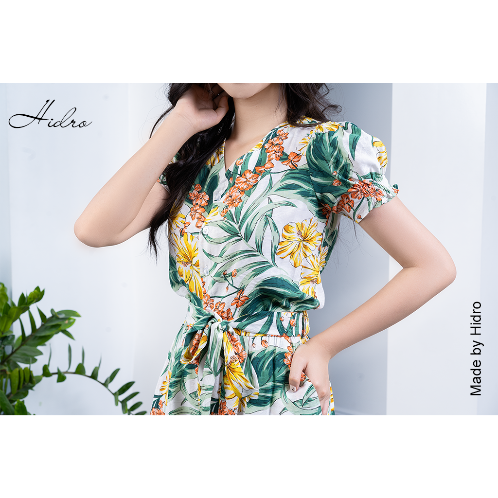 HIDRO Bộ Jumpsuit họa tiết nhiệt đới