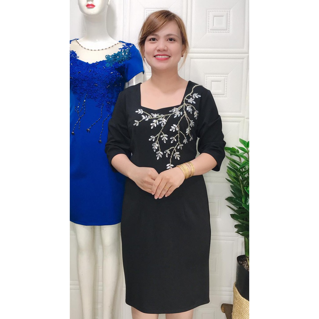 váy, đầm trung niên nữ đính pha lê