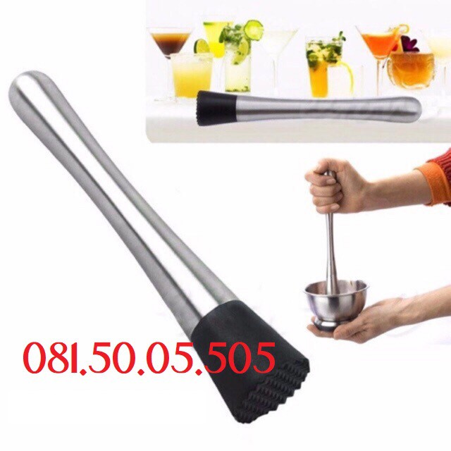Chày bar dầm pha chế Chày dầm hoa quả Chày dầm mojito chất liệu Inox siêu bền - Dụng cụ nghiền siêu bền