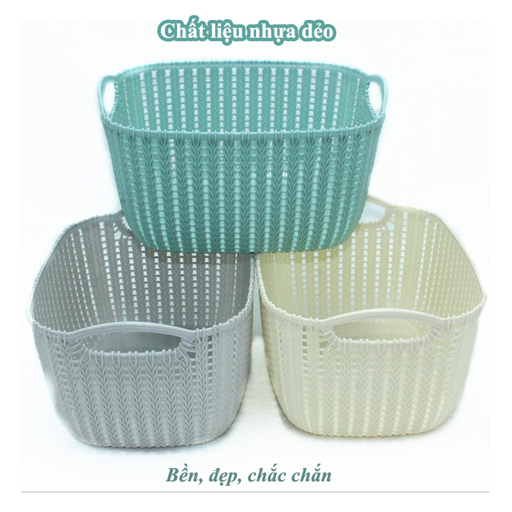 Giỏ nhựa giả mây đựng đồ đa năng (10x12x20cm)