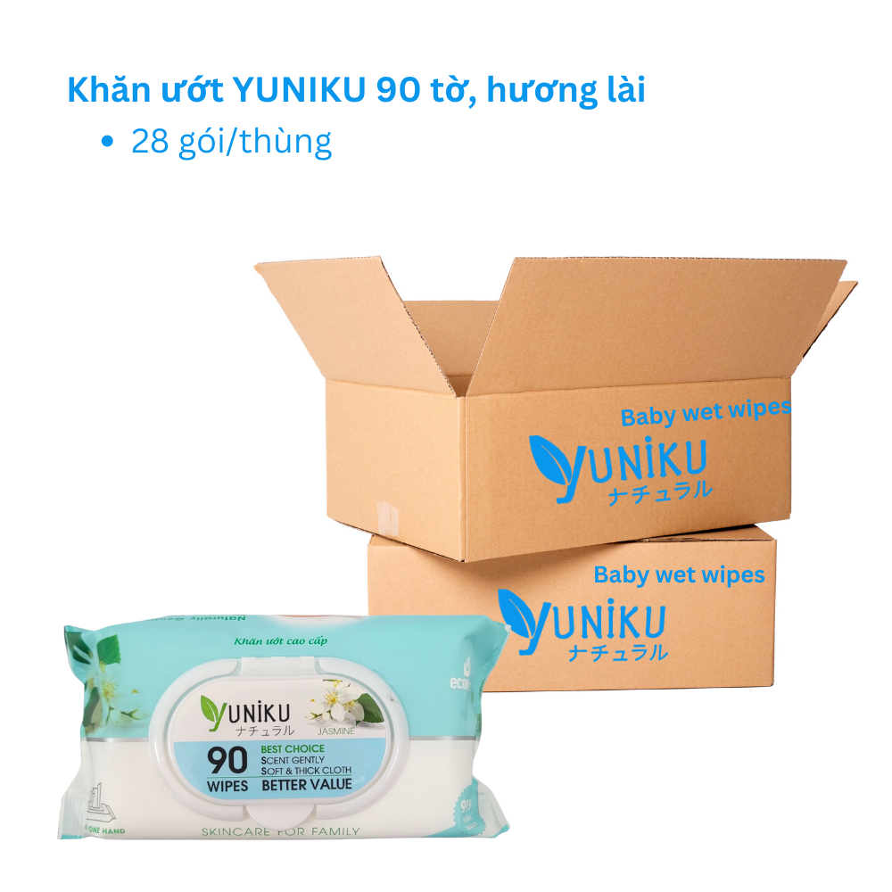 Khăn giấy ướt cao cấp 90 Tờ Yuniku (HÀNG CHÍNH HÃNG)
