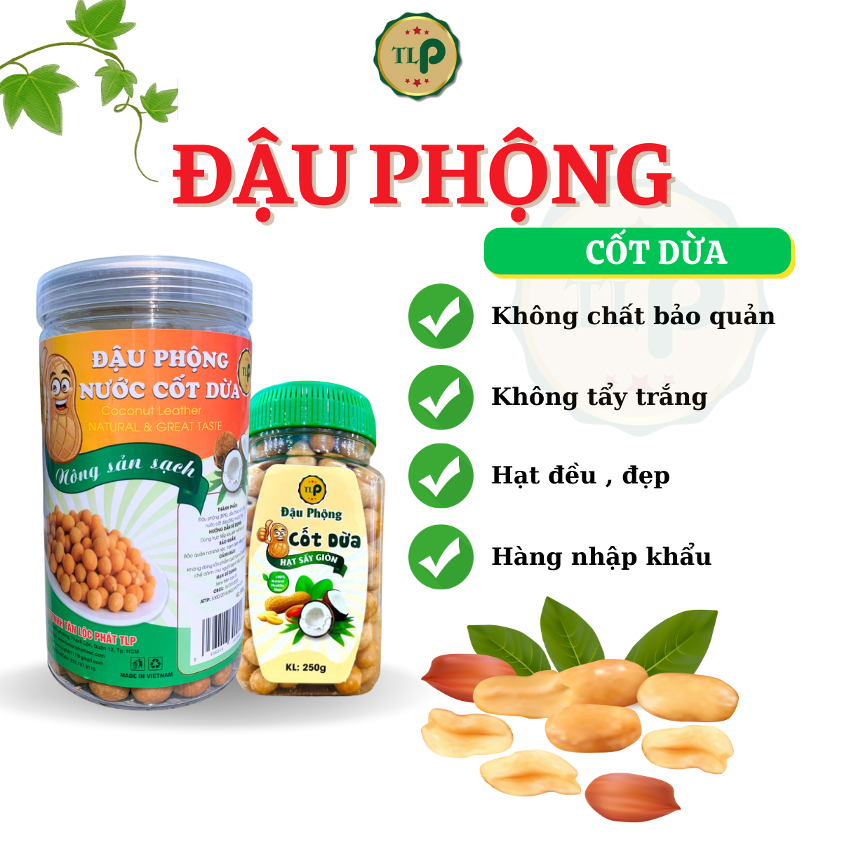 Đậu Phộng Cốt Dừa Tân Lộc Phát Hũ 250g