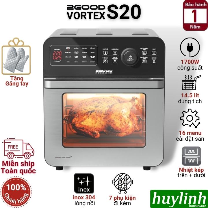 Nồi chiên không dầu điện tử 2good vortex s18 - 15 lít - tặng găng tay - 10 chức năng
