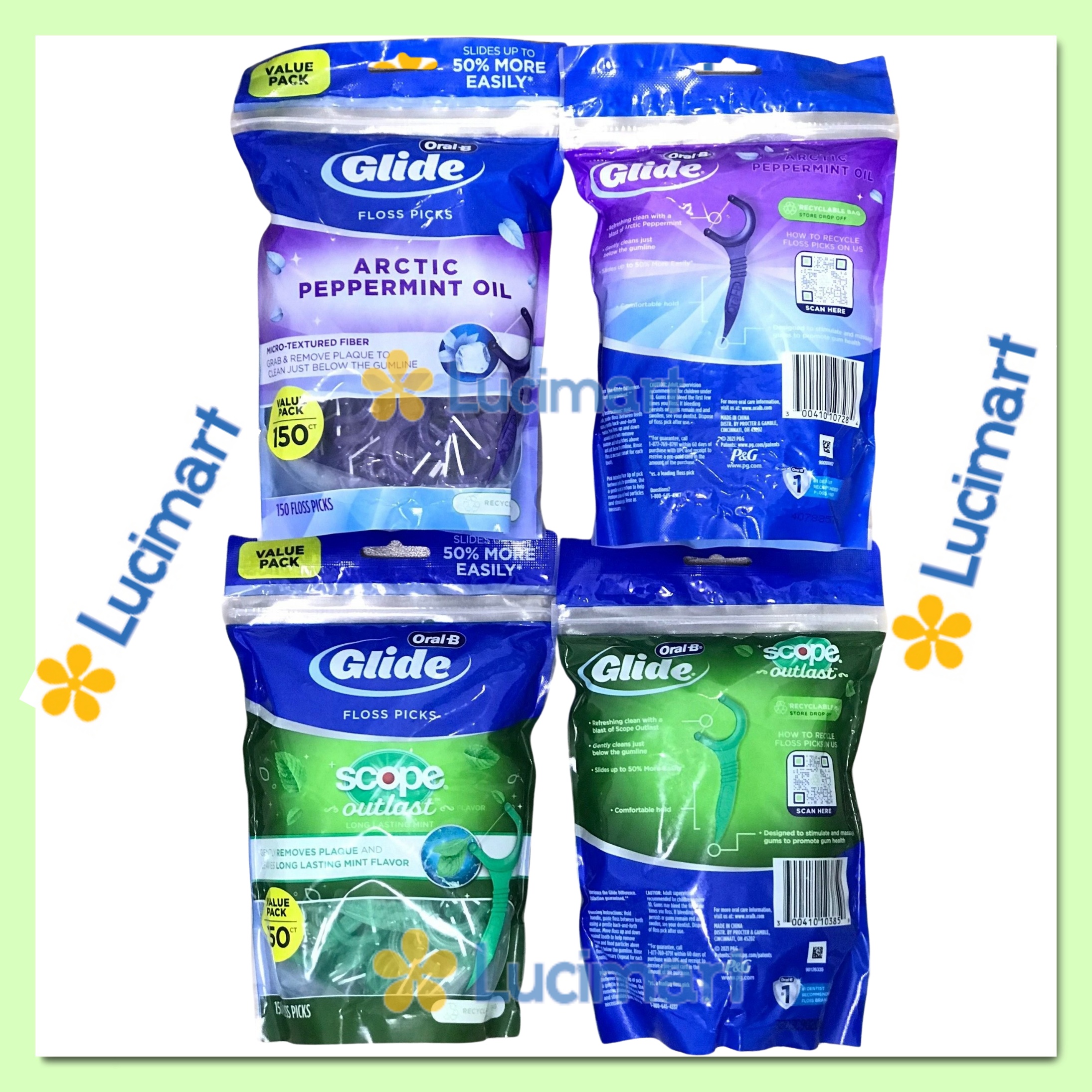 [HCM]Tăm chỉ nha khoa Oral-B Complete Glide Plus Scope Outlast Floss Picks [Hàng Mỹ]