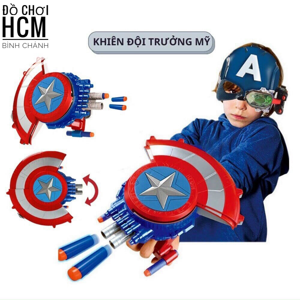 Đồ chơi khiên bắn mút xốp Captain American dành cho bé thích siêu anh hùng