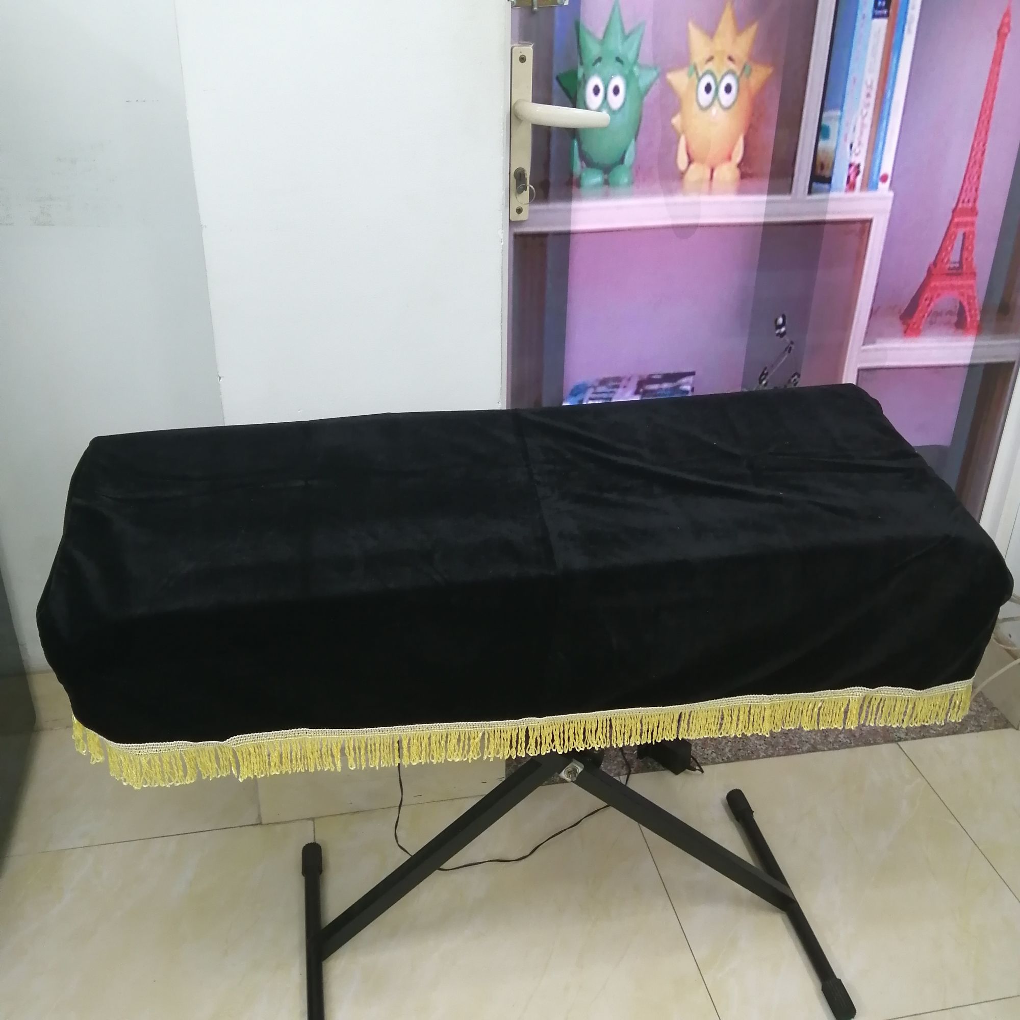 [HCM]KHĂN PHỦ ĐÀN ORGAN E363 NHUNG ĐEN TUA RUA  ĐẸP CHẤT LƯỢNG