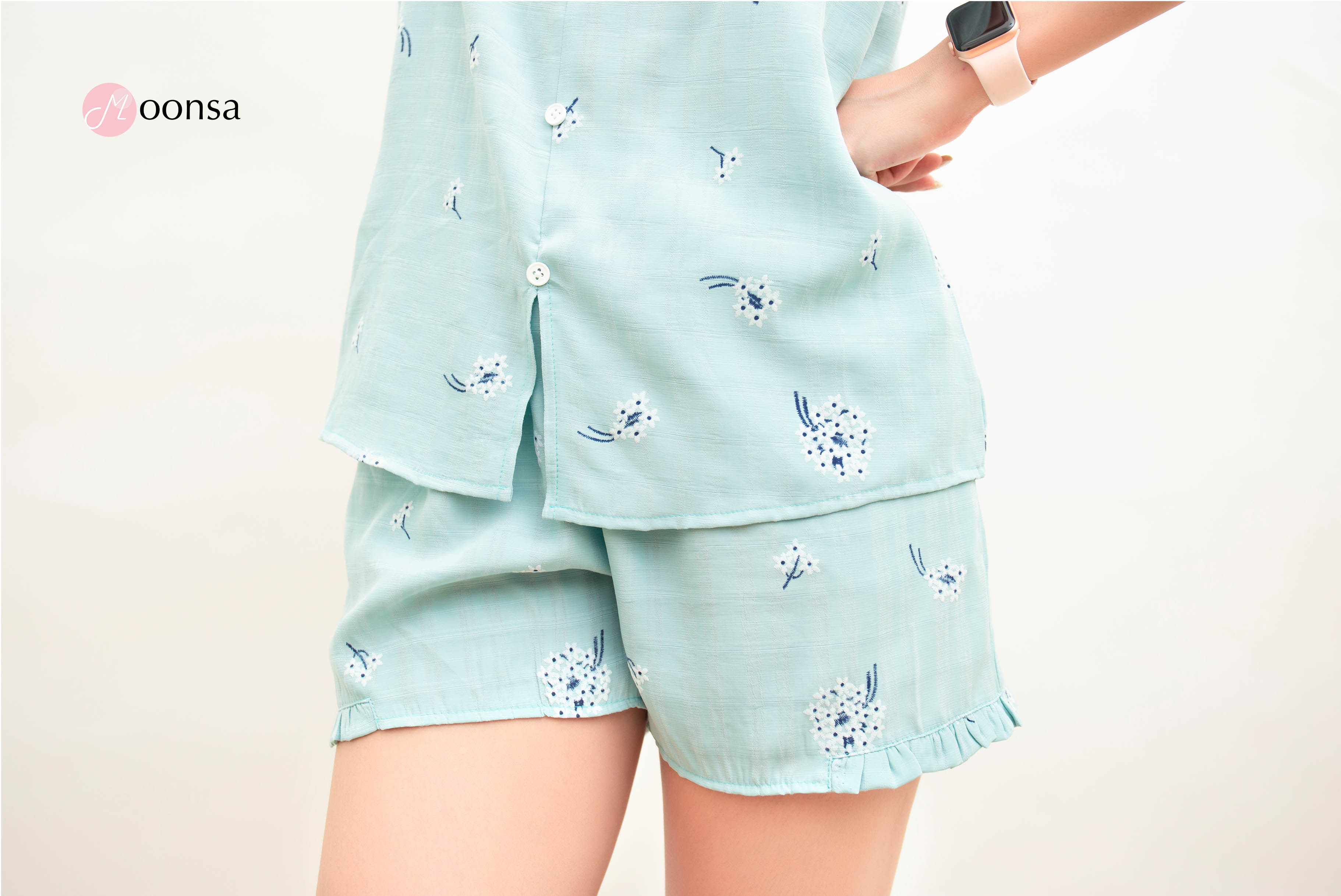 Bộ đồ ngủ, Chất liệu vải Tơ Pháp, đồ mặc nhà Moonsa