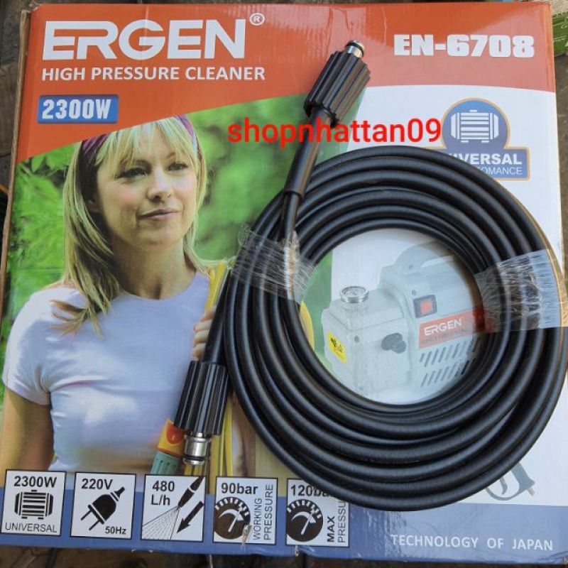 Bảng giá Dây Rửa Xe 10M 2 Đầu Ren 22 Loại Theo Máy Ergen 6708 Chính Hãng