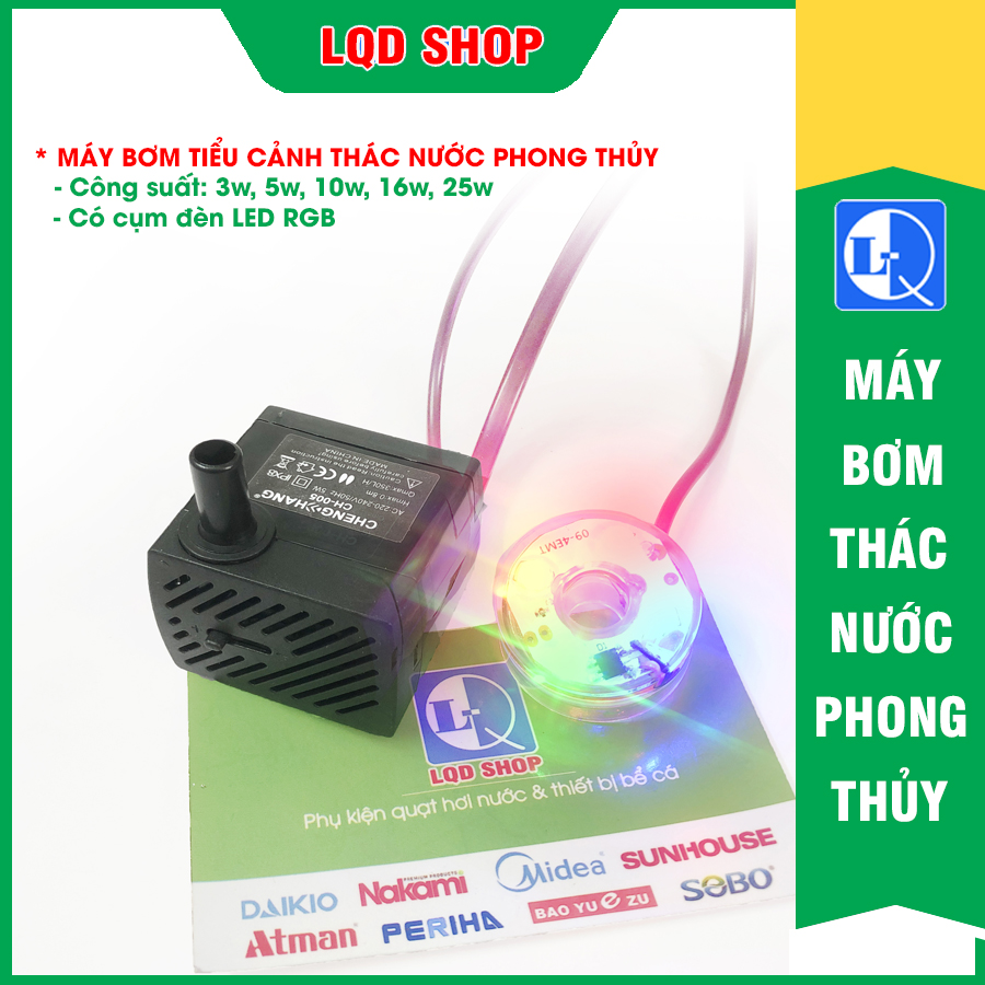 Máy bơm thác nước phong thủy | Máy bơm tiểu cảnh mini có đèn