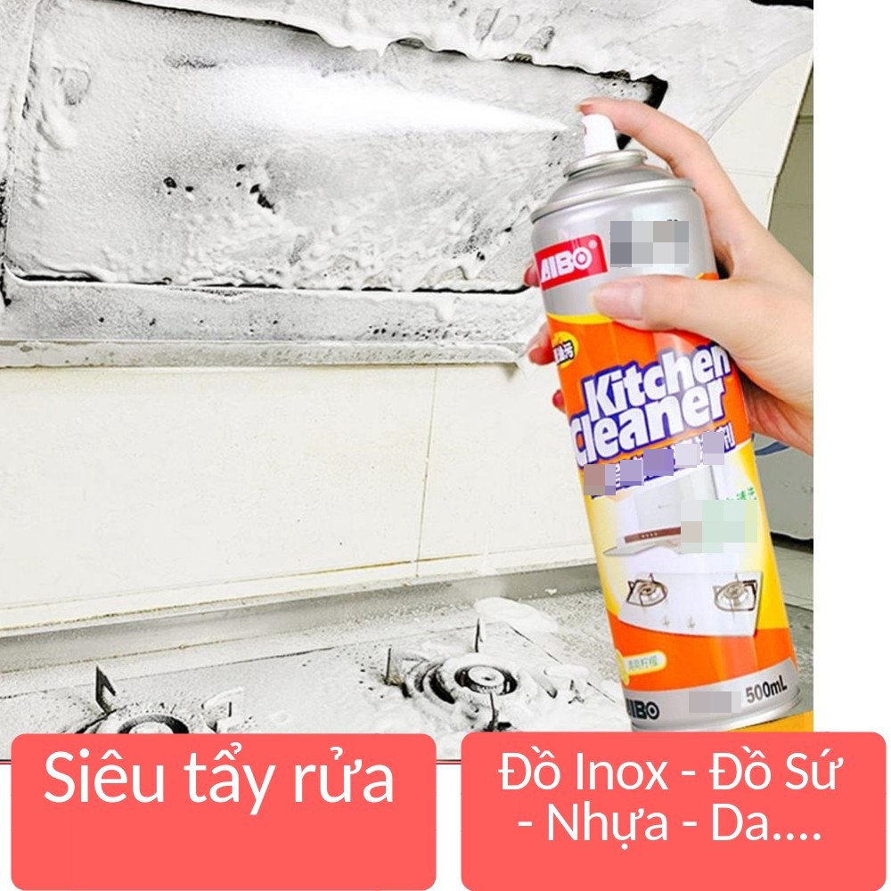 Bình xịt bọt tuyết tẩy rửa siêu sạch màu cam kitchen cleaner nhà bếp 500ml