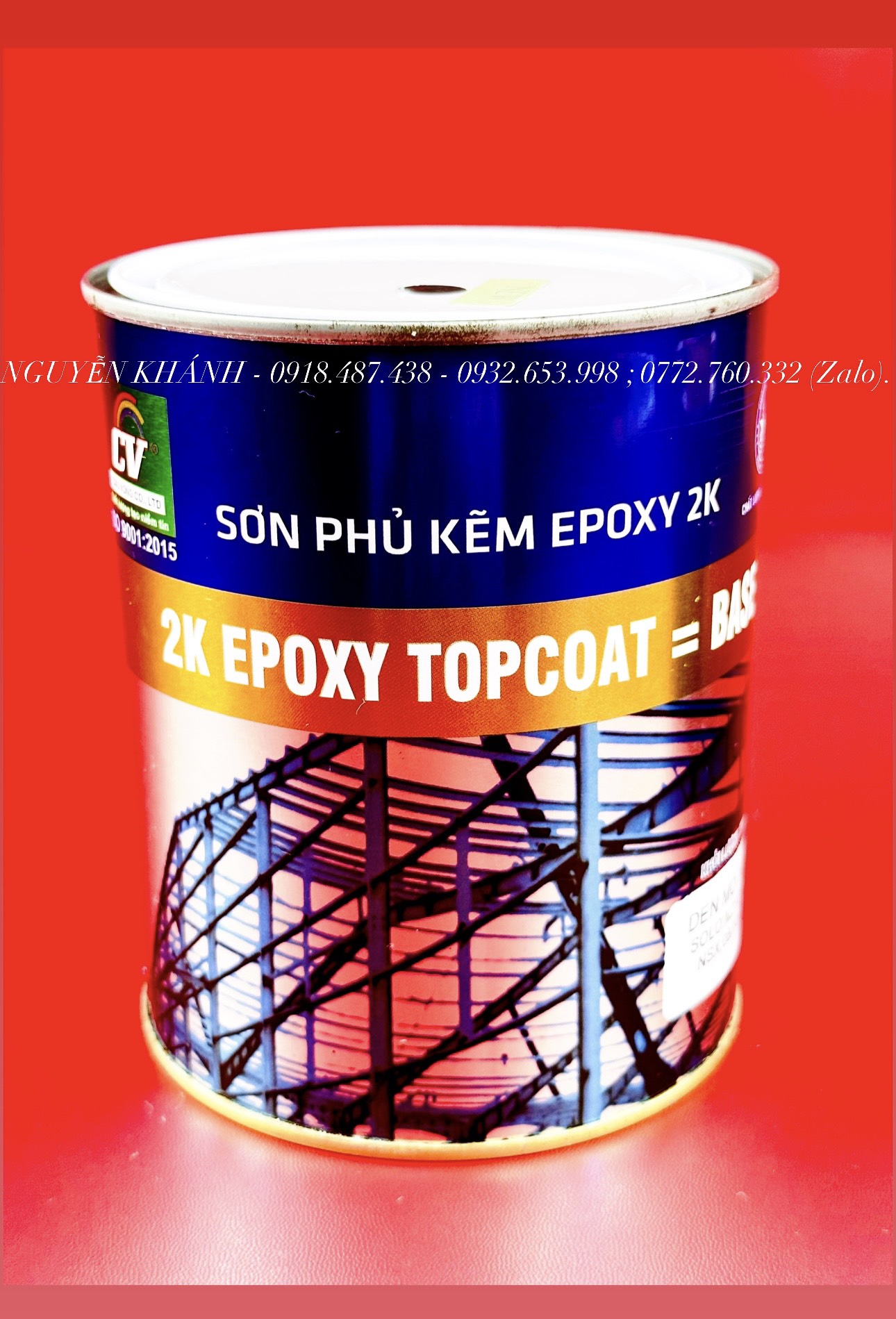 Sơn phủ kẽm epoxy 2k (trắng,đen mờ,vàng,xanh lá cây, xanh dương, đỏ,xám,đen bóng)