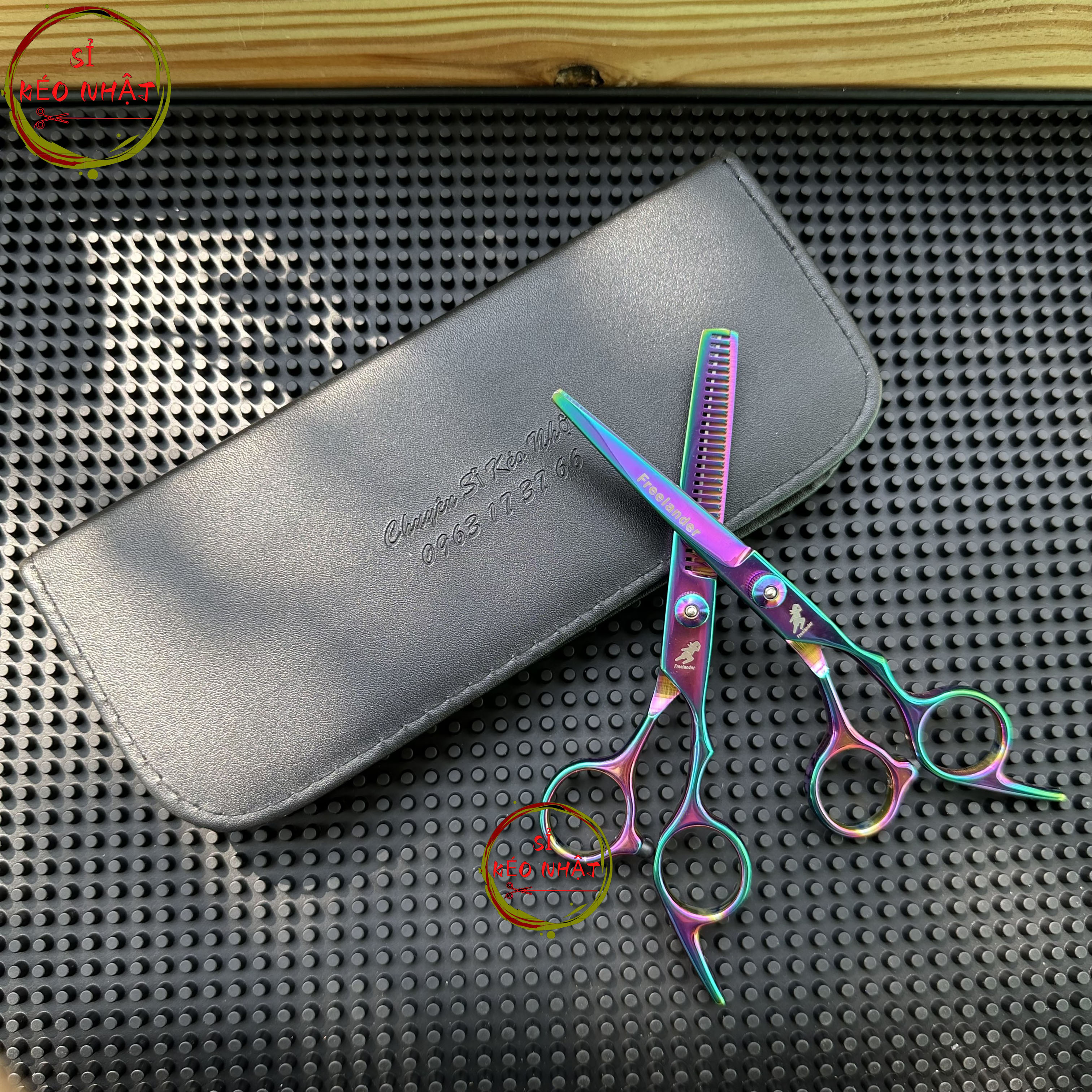 Kéo cắt tóc Nhật Bản cao cấp màu titan MS01 [Mua 1 bộ kéo được tặng bao da + lượt]