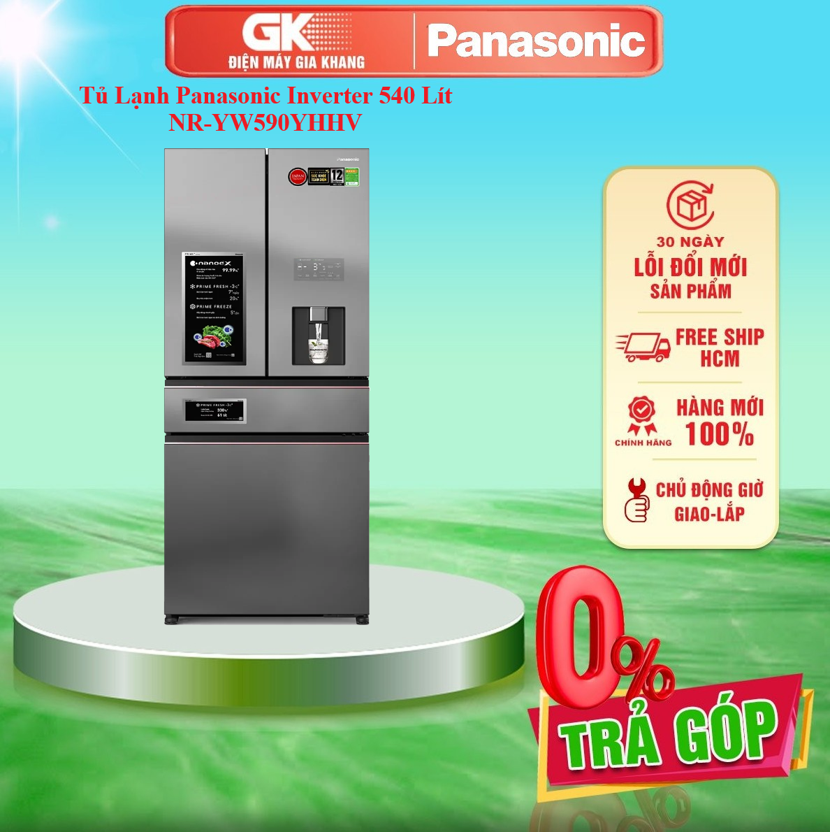 Tủ lạnh inverter panasonic 540 lít nr-yw590yhhv - giao toàn quốc - freeship hcm
