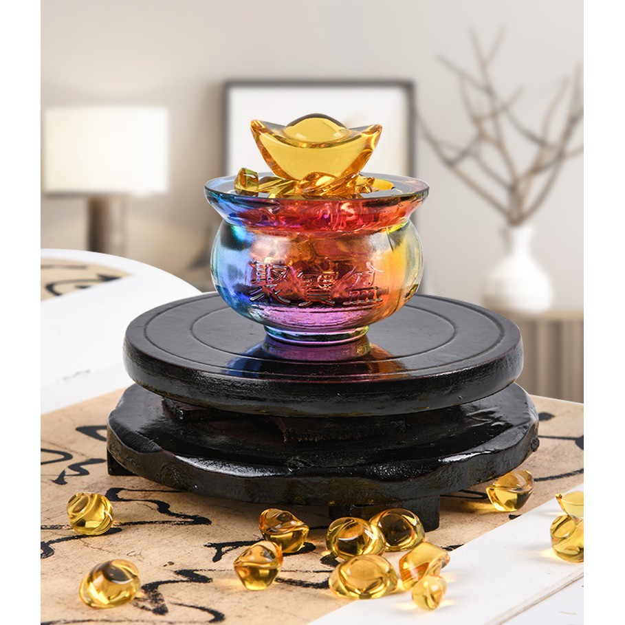 Combo bát tụ bảo lưu ly bảy sắc size 5cm + 30 thỏi vàng 1.5cm + 1 thỏi size 5cm
