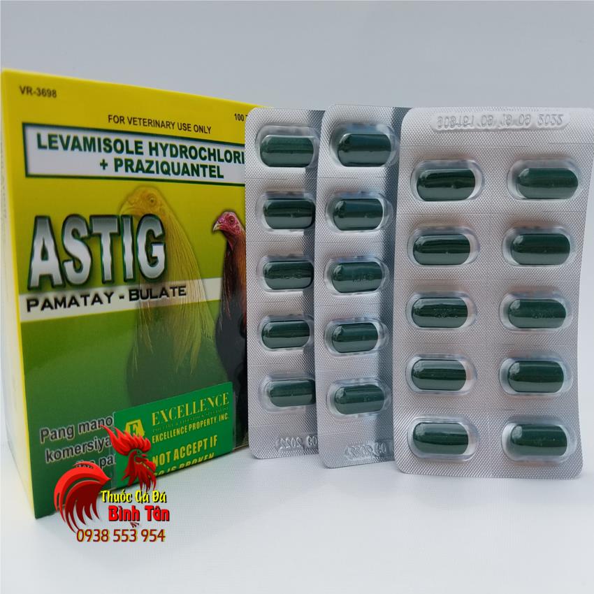 Astig - th.uốc tẩy giun chuyên xổ lãi, loại bỏ các kí sinh gây hại cho gà đá