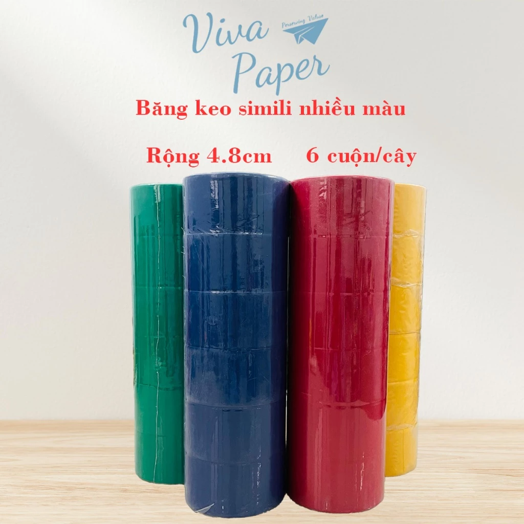 Băng keo simili 2.4cm 3.5cm và 4.8cm băng keo dán gáy tập dán lề đầy đủ các màu