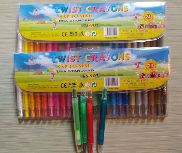 Bút sáp vặn Twist Crayons GSTAR GS-907 - Hộp 18 màu, 24 màu
