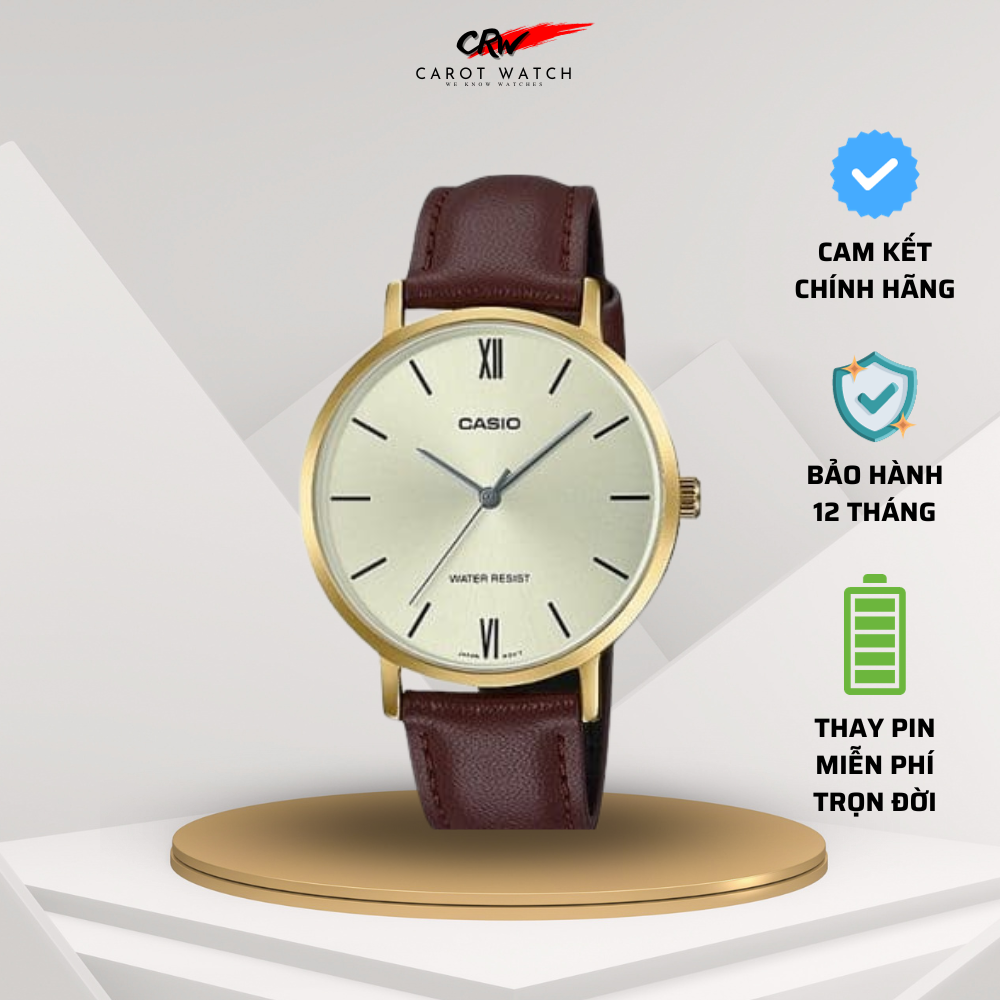 ĐỒNG HỒ NỮ DÂY DA CASIO LTP-VT01GL-9B  CHỐNG NƯỚC