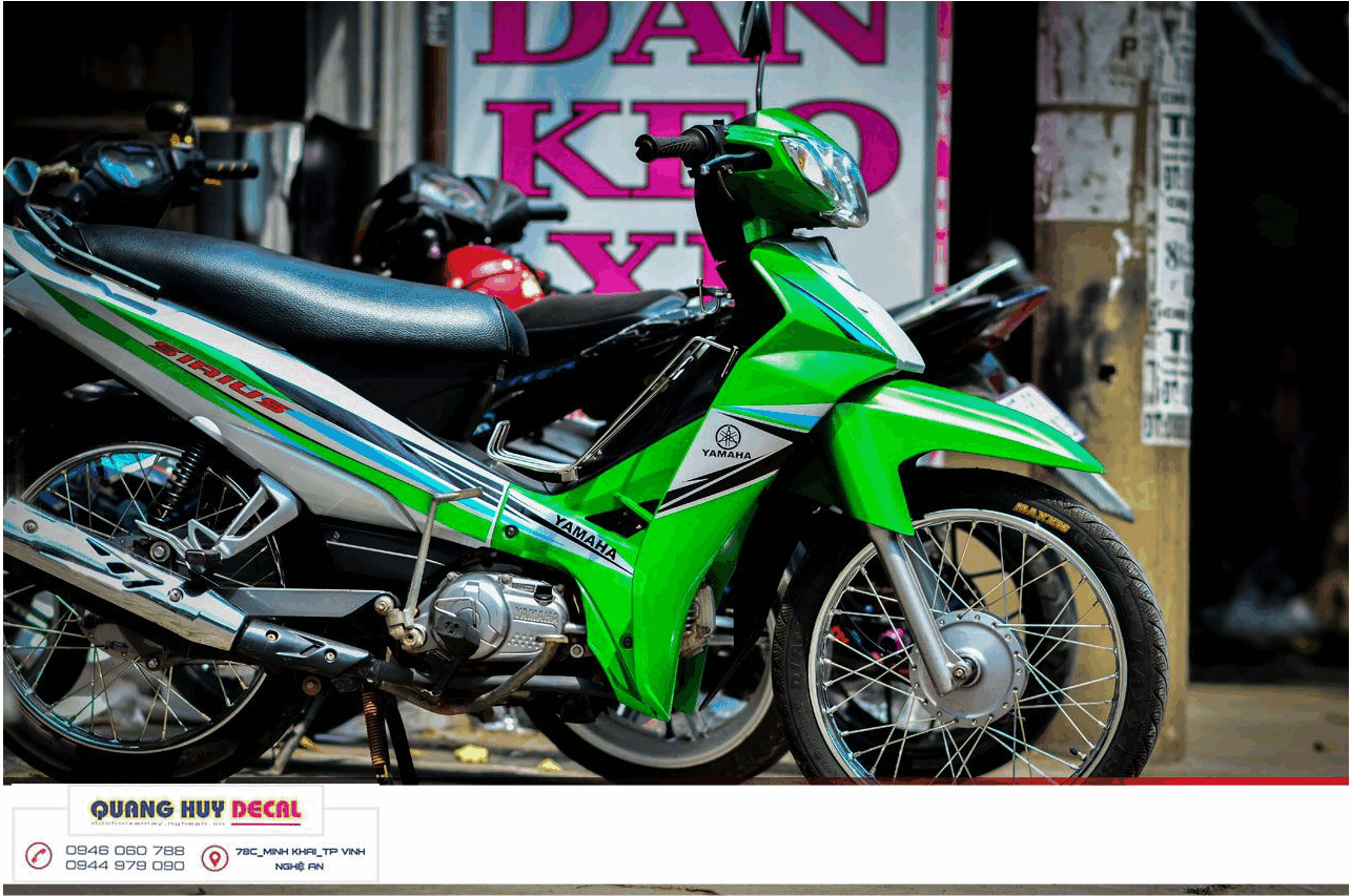 Tem trùm xe sirius xanh lá cây chế đẹp - Tem xe máy sirius xanh lá cây thiết kế theo yêu cầu - tem trùm xe sirius xanh lá  chế đẹp và rẻ chất