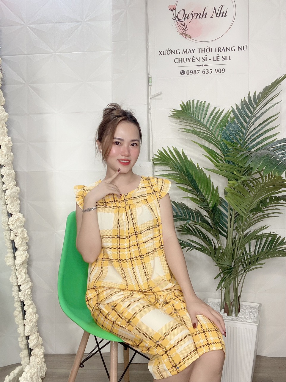 SET BỘ LỤA LỬNG TAY CÁNH TIÊN HỌA TIẾT CARO HOT (ẢNH THẬT), CÓ SIZE - LUA40