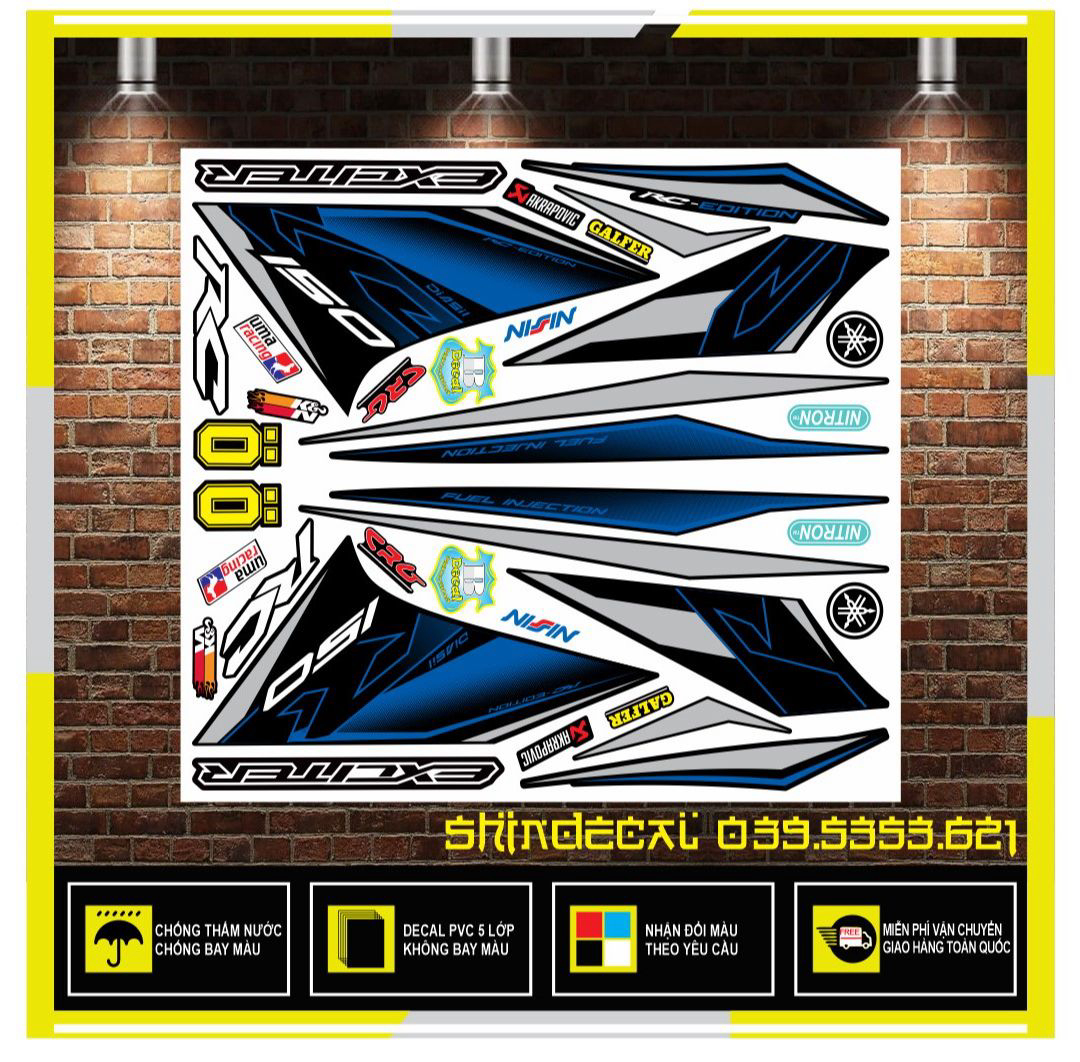 TEM RỜI EXCITER 150 MXKING XANH ĐEN
