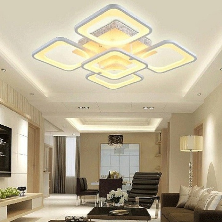 Đèn mâm ốp trần mika vuông 5 cánh