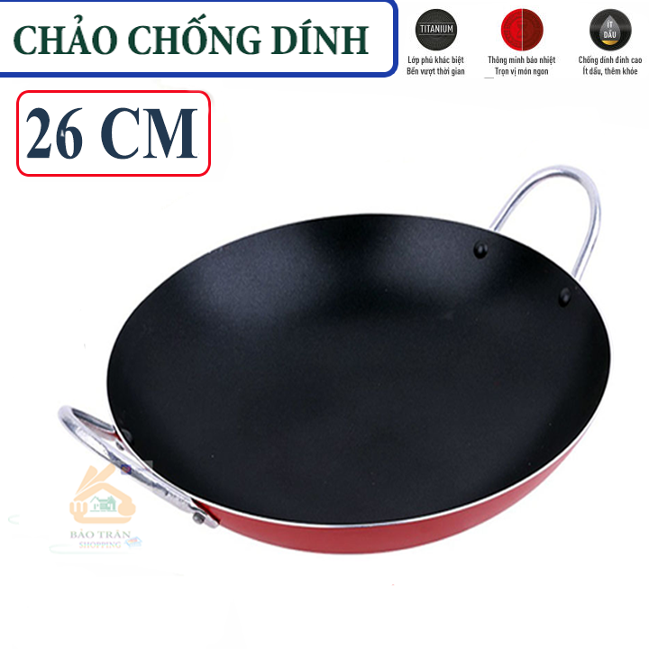 [HCM][CHẢO LỚN -26 CM] Chảo chống dính 2 quai 26 CM KYOFA Cao Cấp/Chảo chống dính đáy tản nhiệt đều