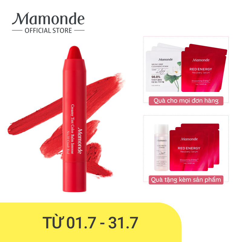 Son bút chì 3 in 1 cho bờ môi mềm mượt Mamonde Creamy Tint Color Balm Intense 2.5g