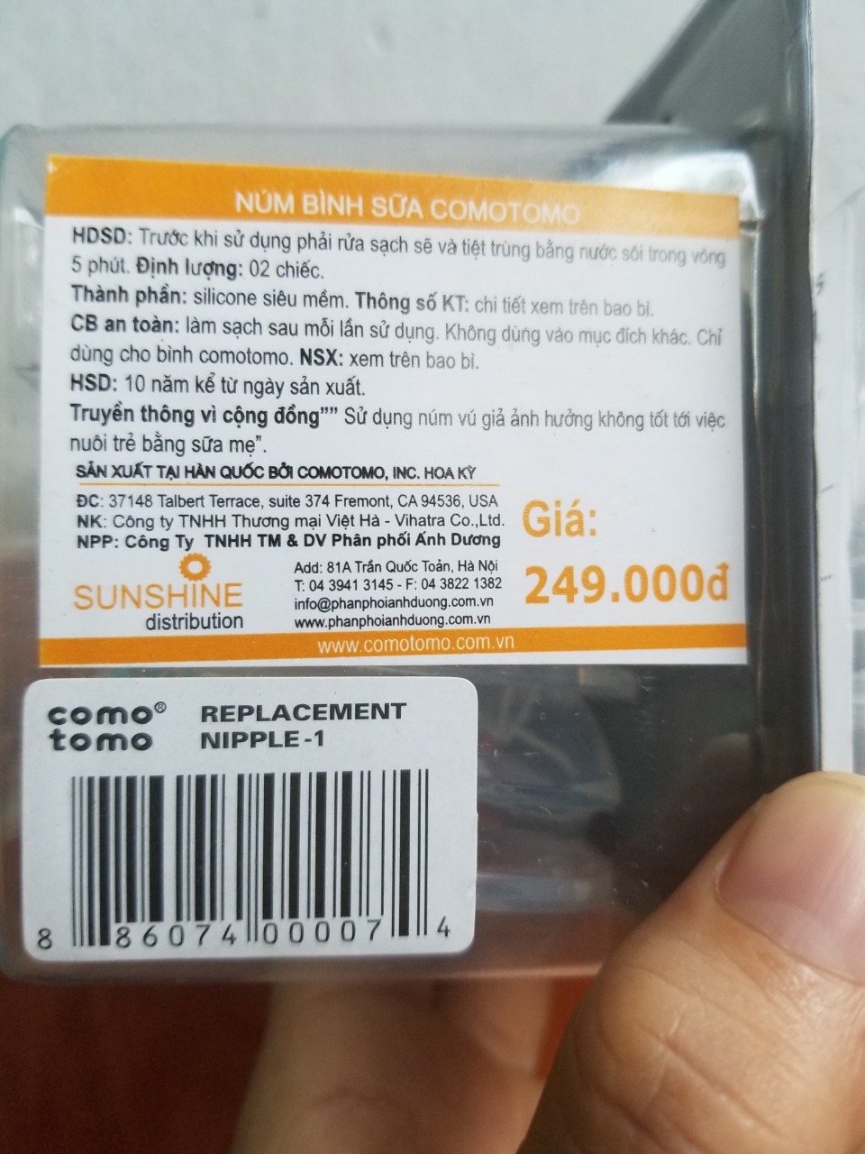 [HCM]Sét 2 núm ti Comotomo 1 tia cho bé dưới 3 tháng