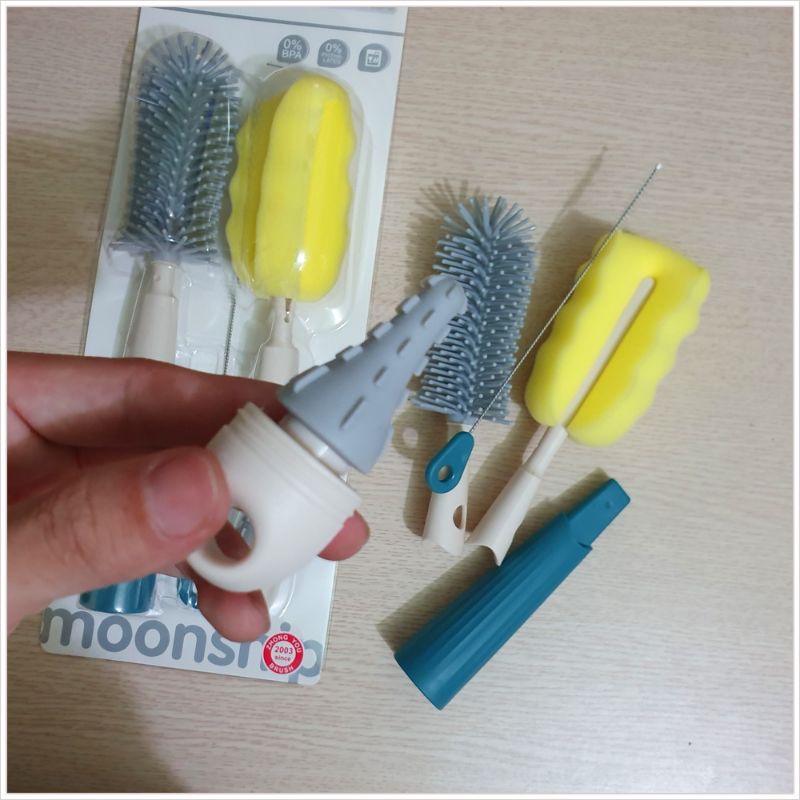 Cọ Rửa Bình Sữa Silicon - Cọ Bình Sữa Cao Cấp Moonship 4 Chi Tiết