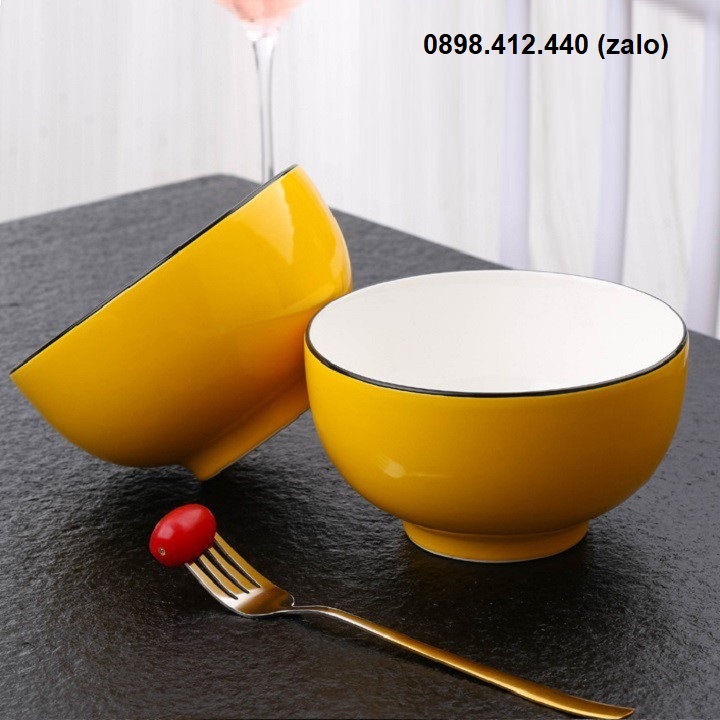 Set 02 chén sứ màu vàng 11,5cm - chén sứ