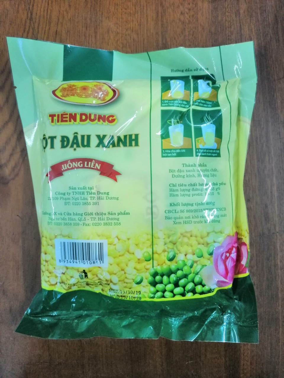 [HCM]Bột đậu xanh uống liền Tiên Dung 400g