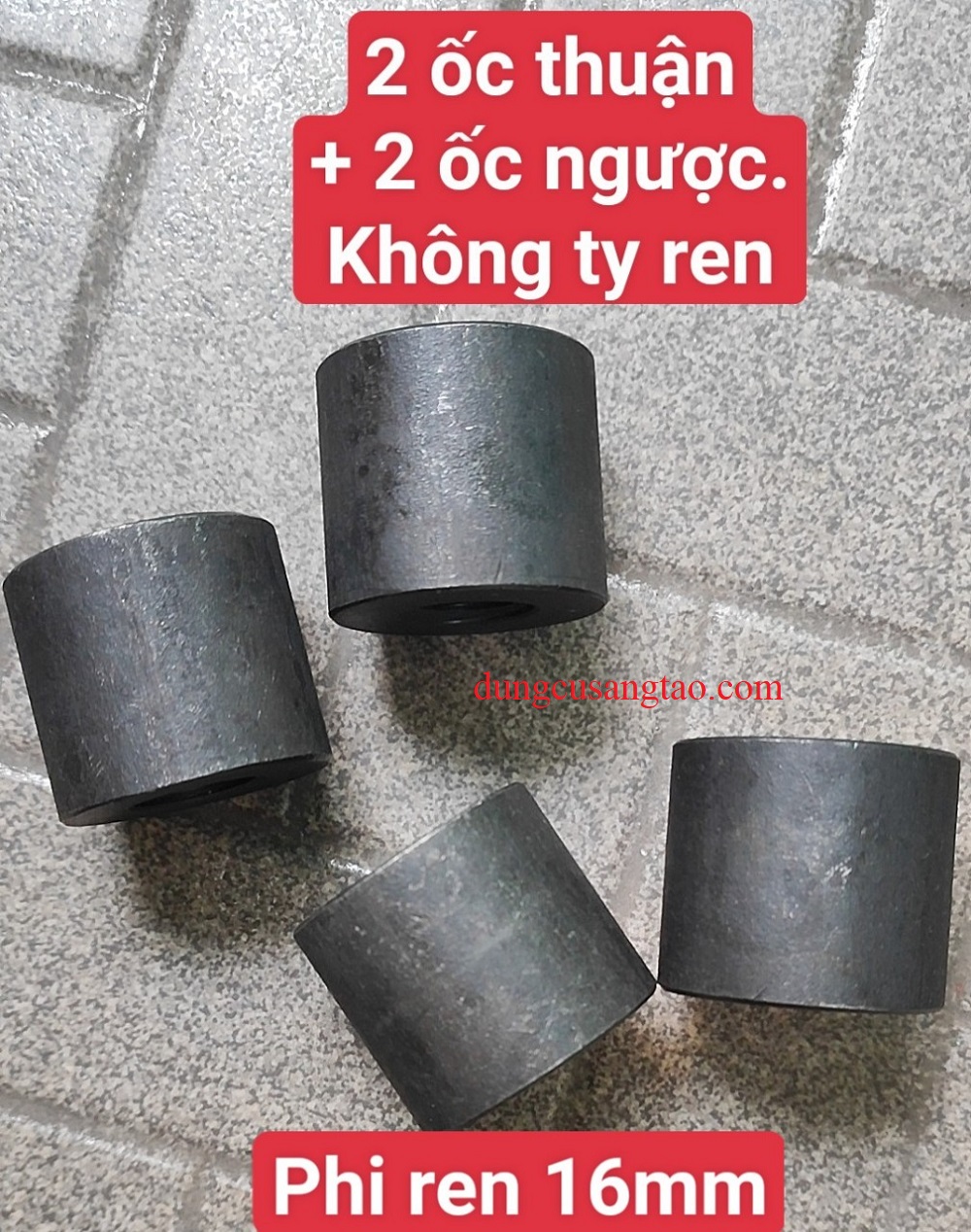Vít me T screw thép T16 bước 4 (thanh ren T16x4 dài 1 m gồm 0.5m ren thuận - 0.5m ren ngược)