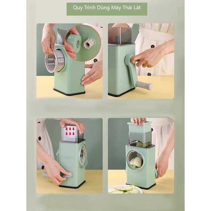 Máy Nạo Rau Củ- Dụng Cụ Thái Cắt Bào Sợi Rau Củ Quả Đa Năng 4 in 1 bằng thép không gỉ Cỡ Lớn, nhỏ gọn tiện dụng