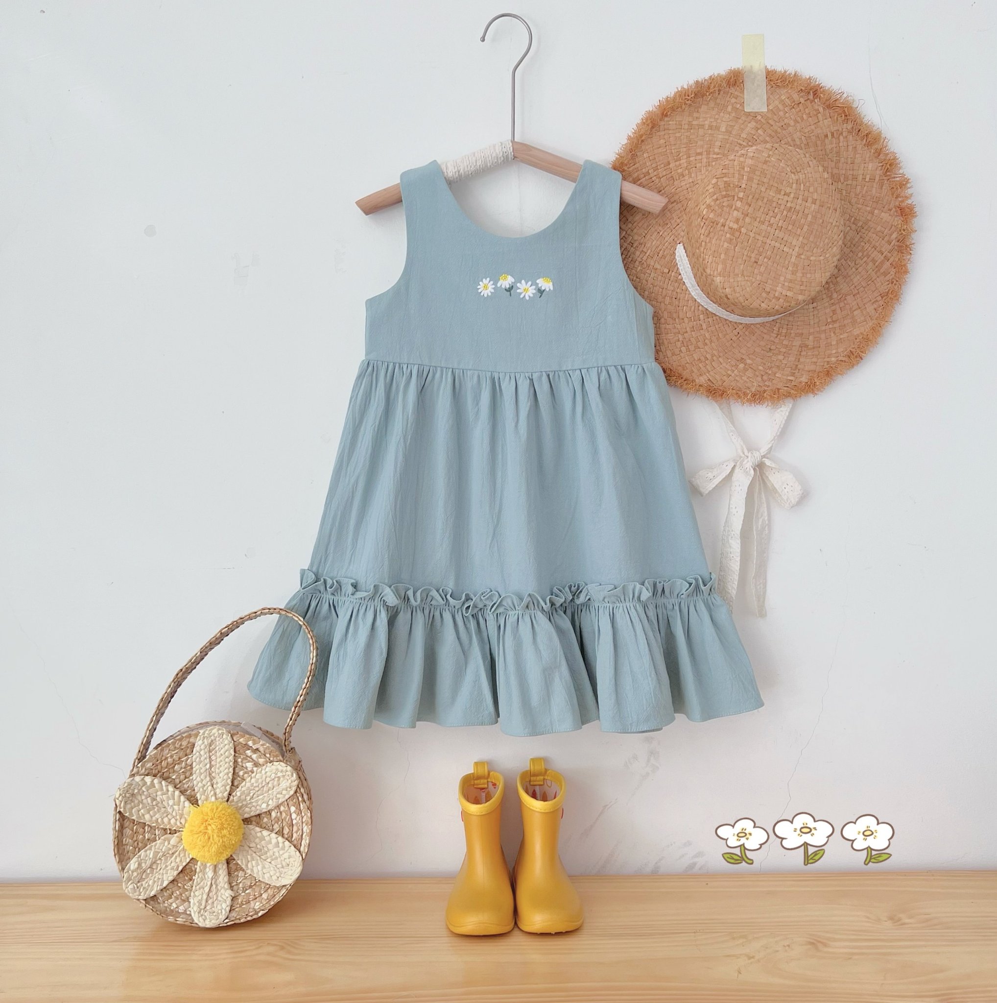 ĐẦM LINEN BỘT THÊU HOA