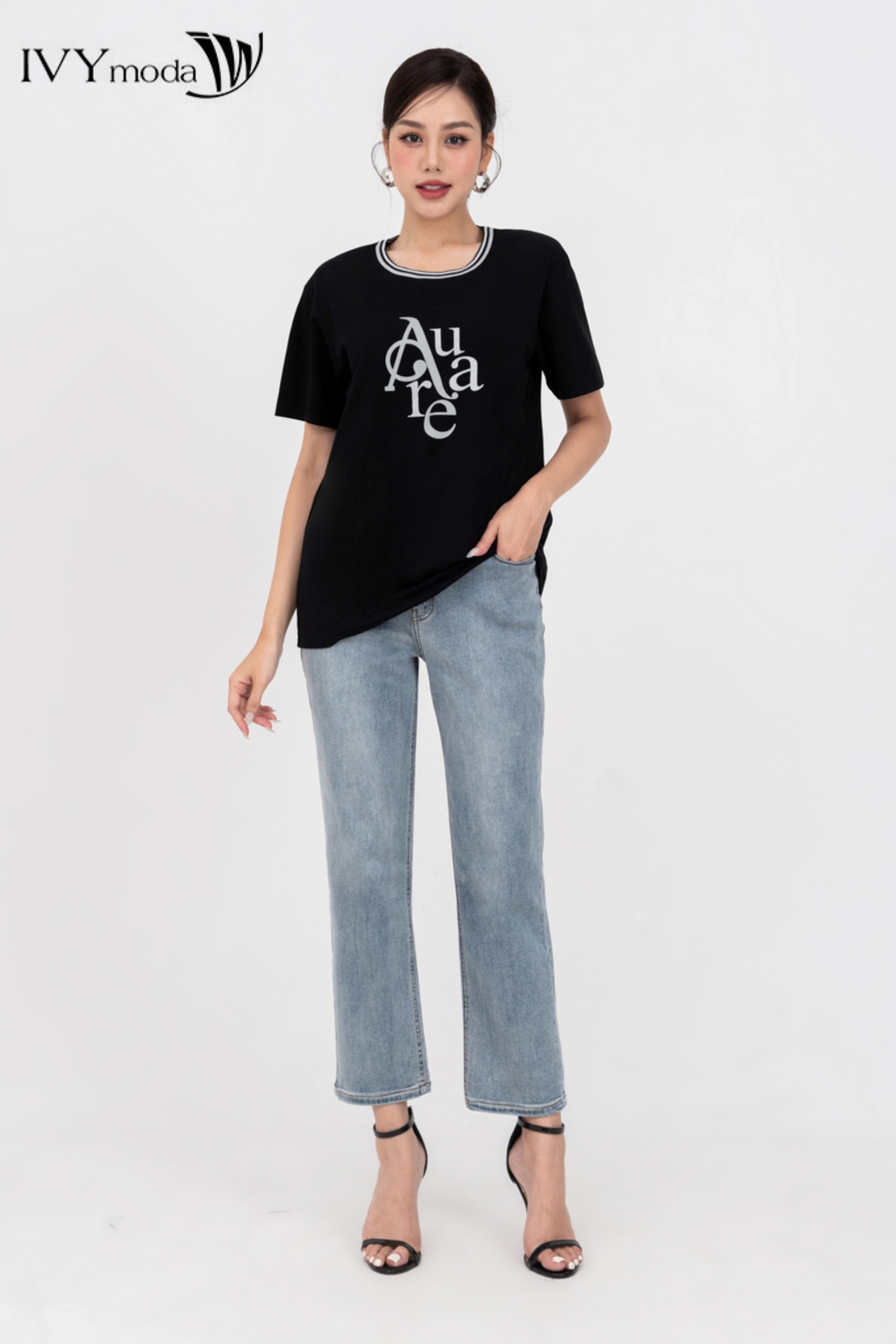 Áo thun Auare ( viền cổ màu ngẫu nhiên) IVY moda MS 57M8381