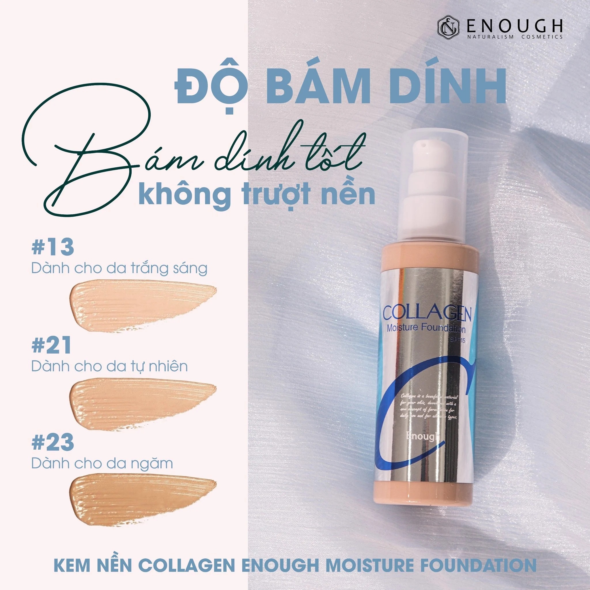 Kem nền căng bóng enough collagen moisture / ultra 10x foundation spf15 100ml