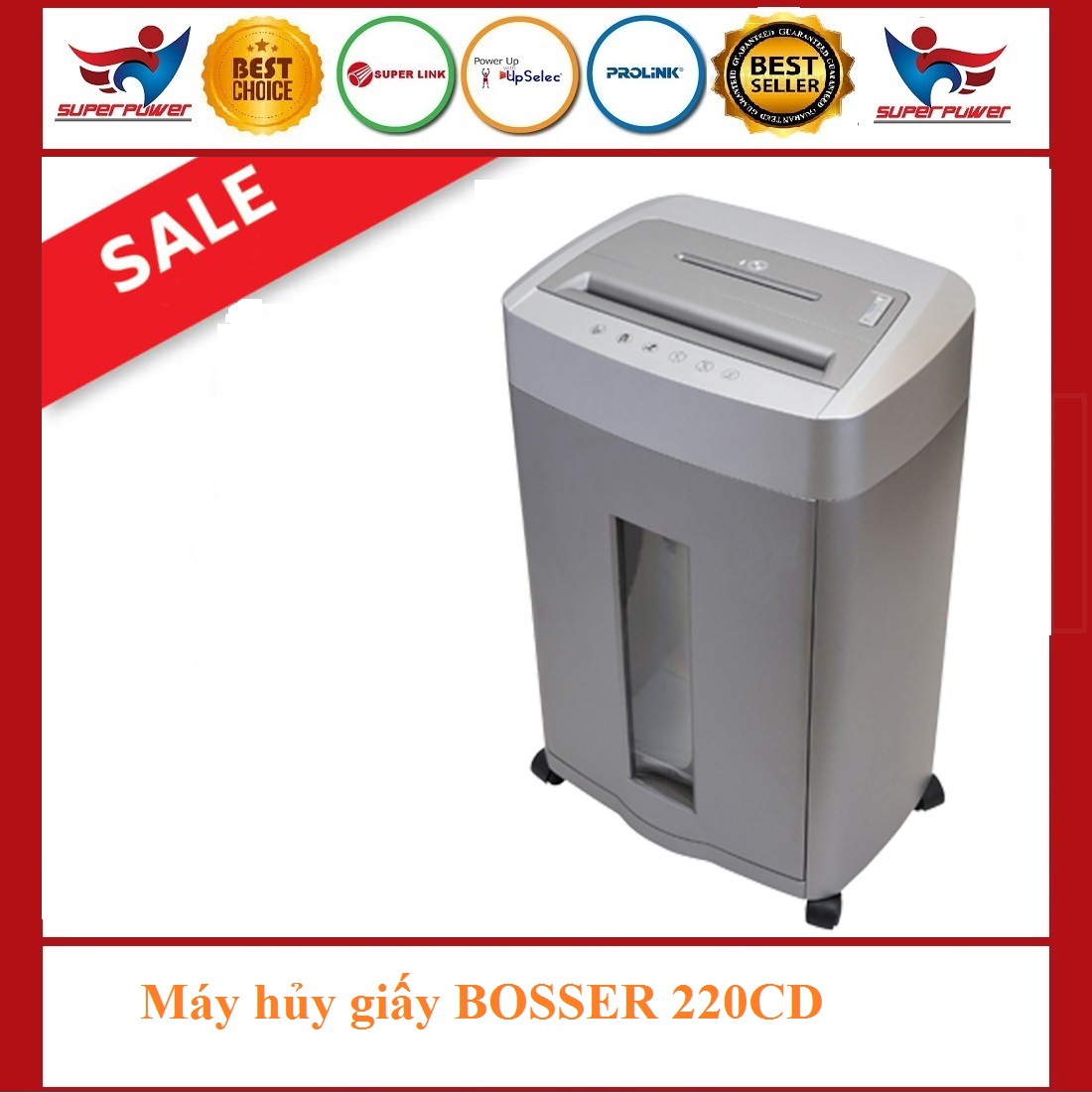 Máy hủy giấy bosser 220cd superpower