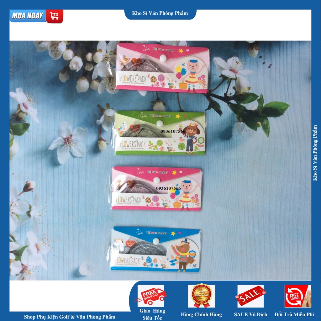 Bộ thước kẻ, Bộ eke 15cm, đo độ (thước bộ học sinh)