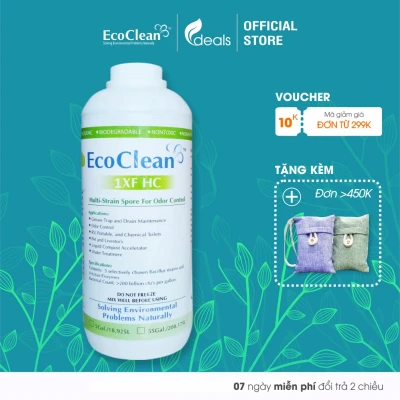 EcoClean 1XFHC - Vi Sinh Xử Lý Mùi Hôi Đường Cống, Lỗ Sàn, Chống Mùi Hôi Cống - Chai 1 lít